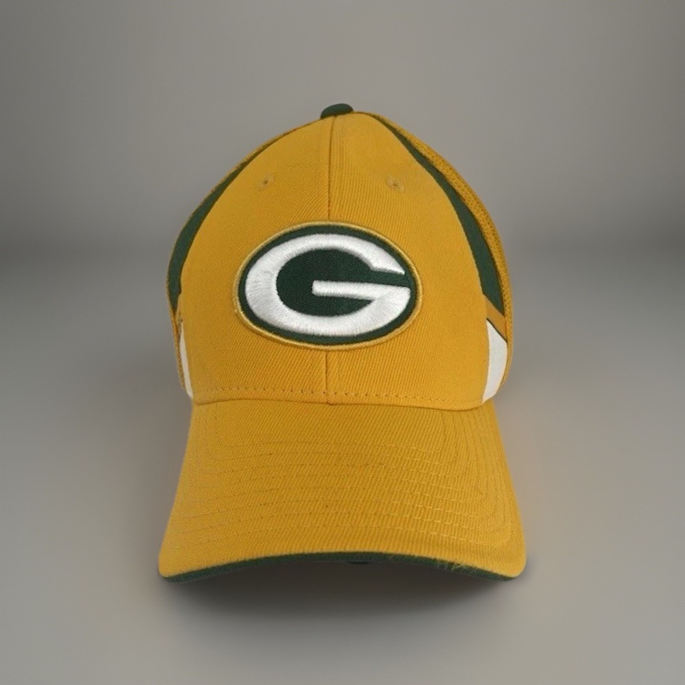 Green Bay Packers Reebok NFL On Field Hat Cap L/XL Yellow Stretch Fit